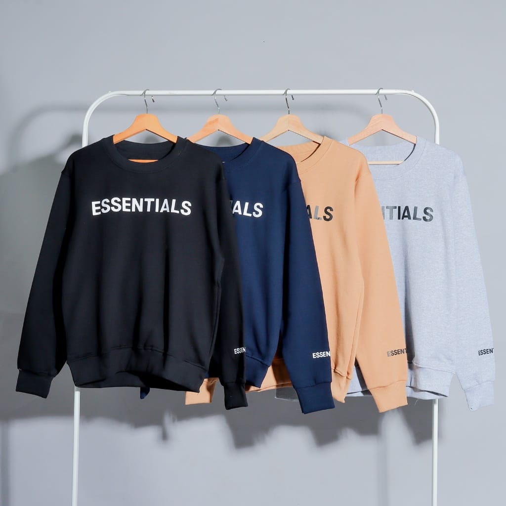 SWEATER CREWNECK ESSENTIALS Logo Pullprint Basic Abu Premium Unisx