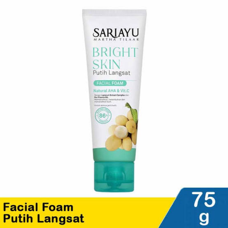 SARI AYU FACIAL FOAM PUTIH LANGSAT 75 G / SARIAYU BRIGHT SKIN PUTIH LANGSAT 75 GRAM