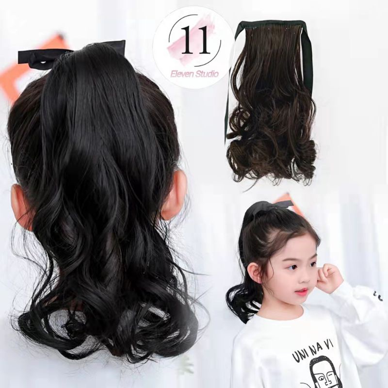 [rumahbayipdg] Rambut palsu anak hair clip curtly wig anak ponytail anak curtly tali