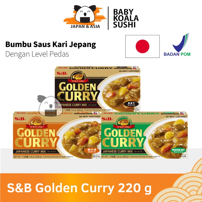 

GOLDEN CURRY S&B Mix Hot Medium Mild 220 g Japan Cury Pedas.