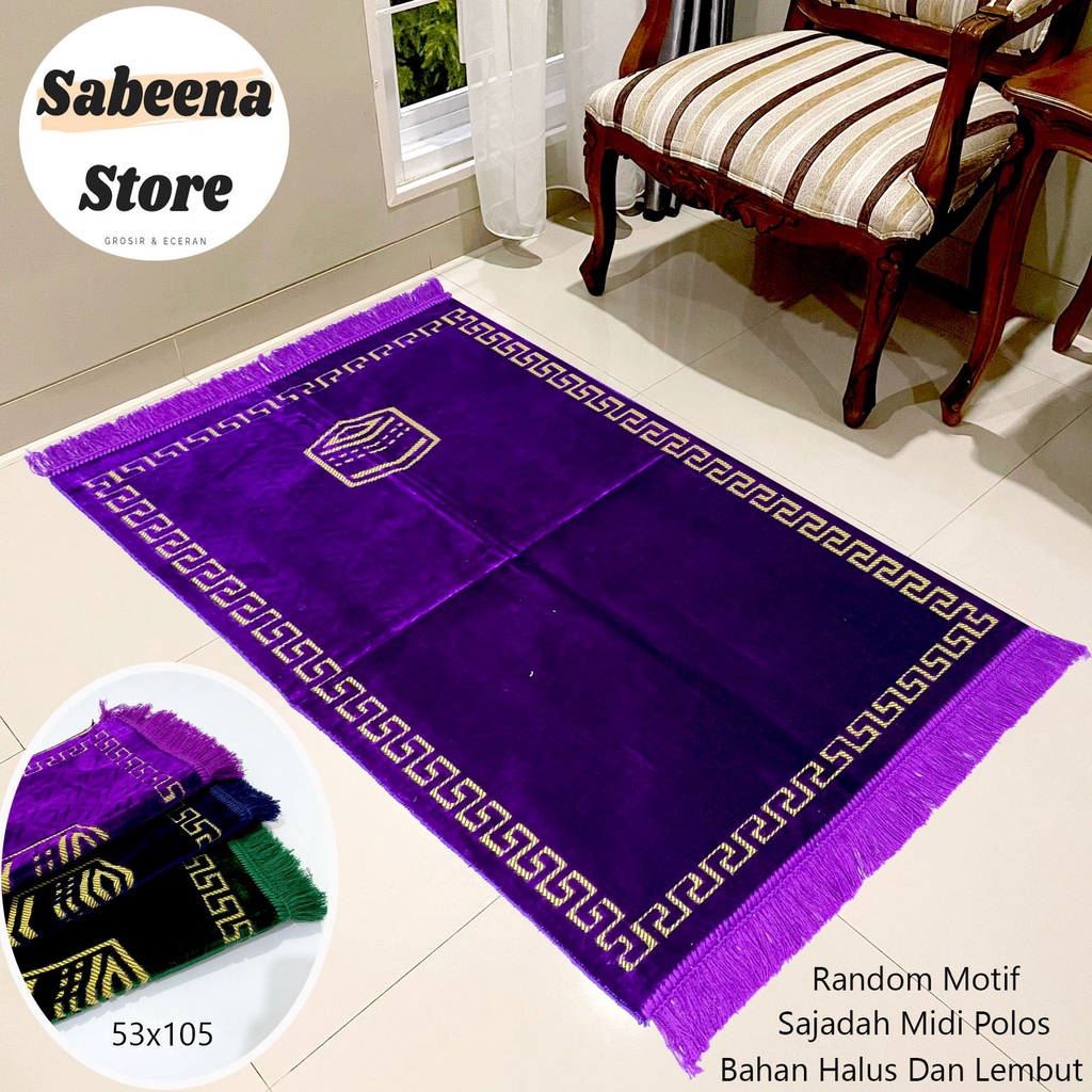 Sajadah Turkey Turkiye Midi Polos Ukuran 55x110 Hijau  By Sabeena.Store