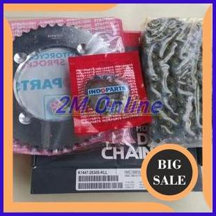 sparepart Gear Set Rantai KLX 150L 14 Solid Bush 14T-47T 428SB-130 Merk Indopart 140ZZ3