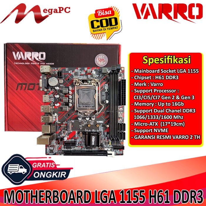 Mainboard Motherboard Mobo LGA 1155 H61 NVME DDR3 Varro