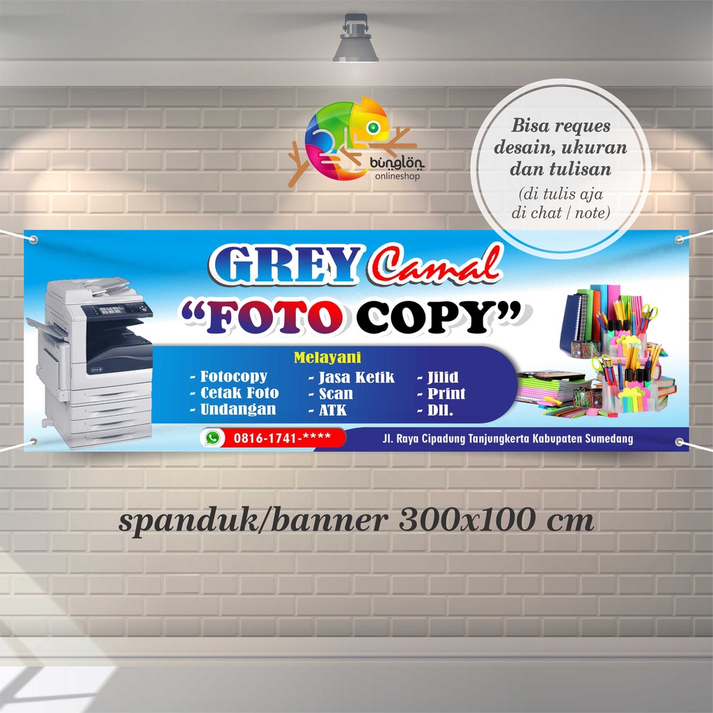 Size 300x100 Cm, Spanduk Banner Fotocopy, Cetak Poto, Print, Undangan, Dll
