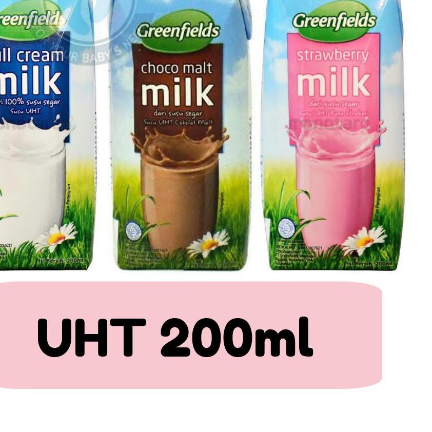 

♟ UHT Greenfields 200ml Perkarton isi 24 Greenfield ❅