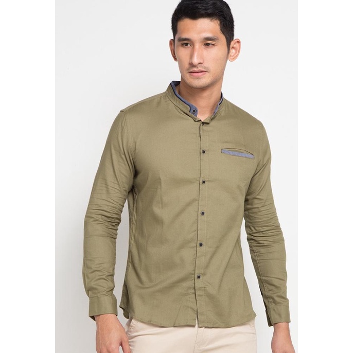 Sale MOC Kemeja Koko Lengan Panjang Pria Slim Fit RHEEM-OLIVE /BAJU KOKO PRIA/BAJU KOKO DEWASA/BAJU 