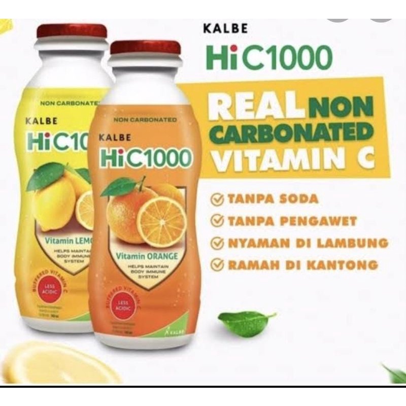 KALBE HiC1000 Botol 140ml Orange dan Lemon (Vitamin C siap Minum Jaga Daya Tahan Tubuh ) Tanpa Soda