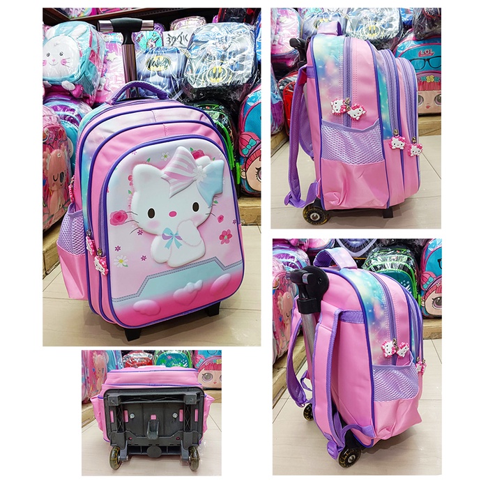 PROMO TROLLEY DORONG TAS ANAK SEKOLAH SD Perempuan Gagang Almunium / Stainless Gambar Kuda Pony SUN Kantung Besar dan Luas Import ( Sun Snow Love SD 16&quot;  )