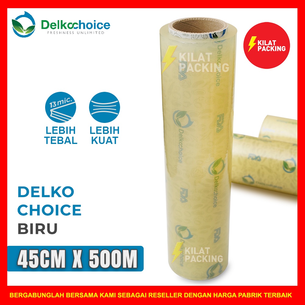 PLASTIK WRAPPING MAKANAN BIRU PREMIUM 45CM X 500M / FOOD WRAPPING / CLING WRAP DELKOCHOICE SATUAN