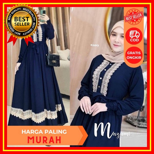 Gamis Lebaran 2023 Model Gamis Terbaru | Tamara Dress | Gamis Ceruty Baby Doll Mix Payet Resleting B