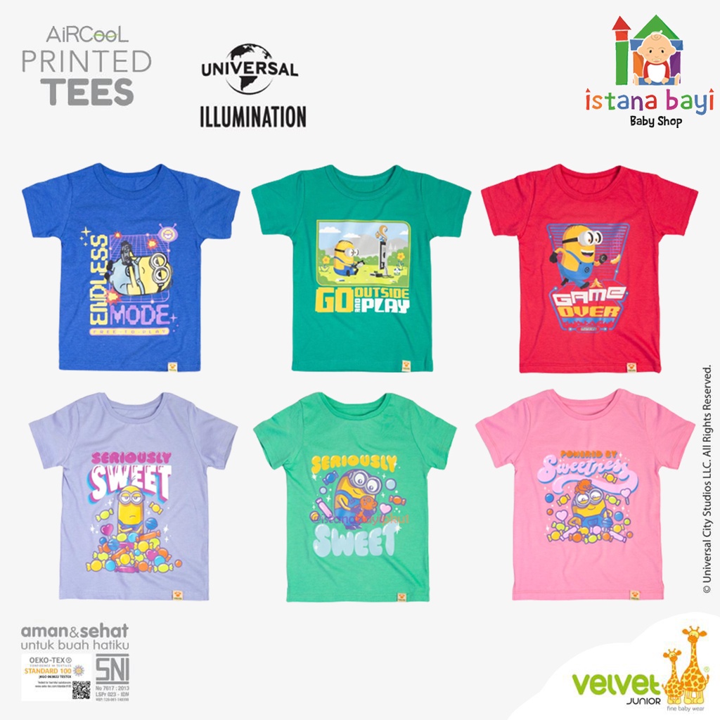 Velvet Junior T-shirt Printed Tee / Kaos Anak Boy &amp; Girl - Kaoos anak murah