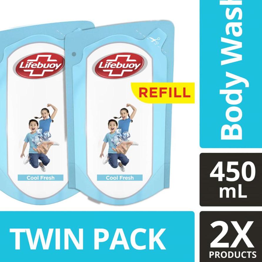 ➢ Lifebuoy Sabun Cair Cool Fresh Refill 2 x 450 mL ➴