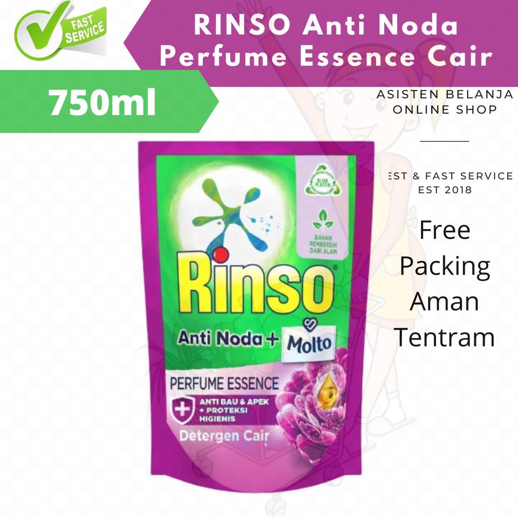 Rinso Deterjen Anti Noda Rinso Cair Molto Rose Fresh Perfume Essence Korean Strawberry 565 ml / 750 ml Liquid Detergen