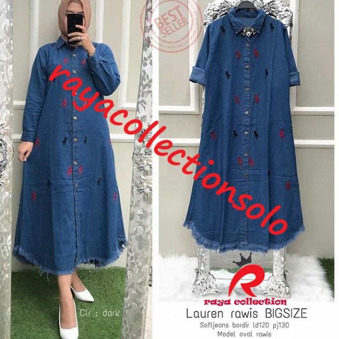STOK TERBATAS LAUREN RAWIS LONG TUNIK JUMBO JEANS / LAUREN RAWIS BIGSIZE / TUNIK JEANS RAWIS ORI SF