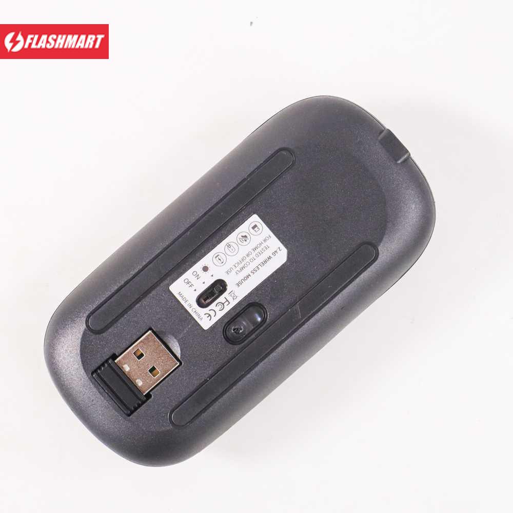 Flashmart Super Slim Silent Optical Wireless Mouse USB Recharge 2.4 GHz - A2