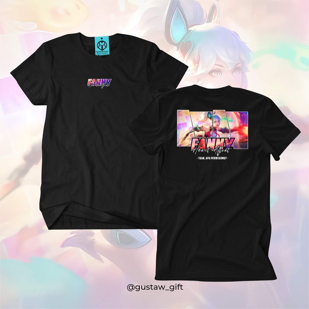 GG T-Shirt FANNY Skin Heart Afloat Mobile Legends Kaos Custom Katun Slim-fitting