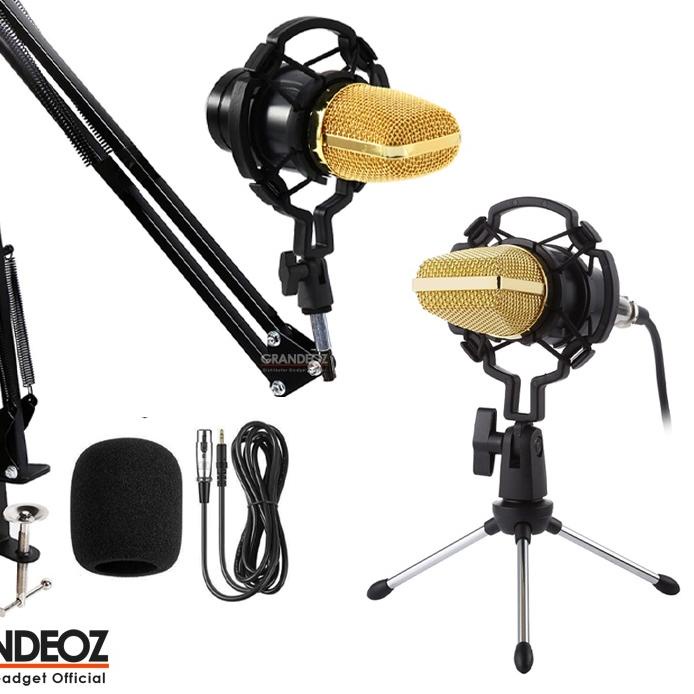 ✦ TaffSTUDIO BM 700 Mikrofon 3.5mm Kondenser Studio dengan Shock Proof USB Mount BM700 Mic BM-700 Co