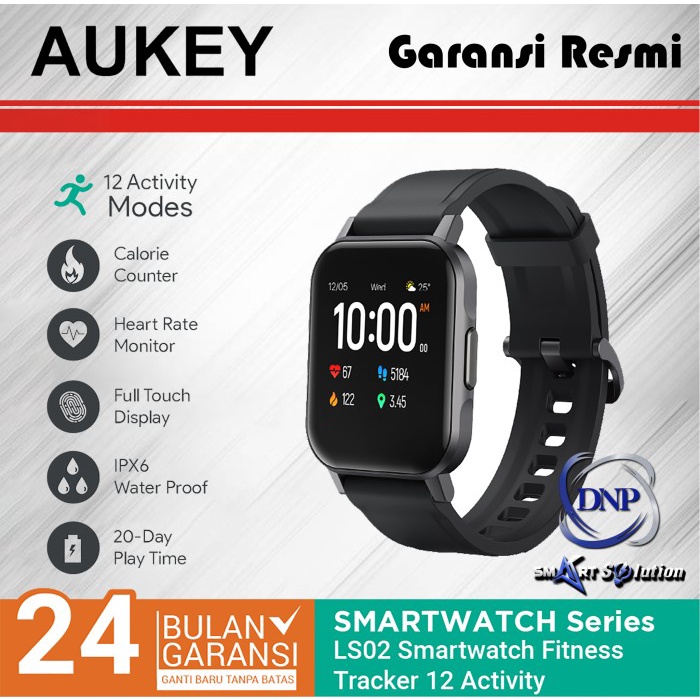 AUKEY Smartwatch LS-02 / LS02 Outdoor Watch Fitness Jogging Tracker - Black