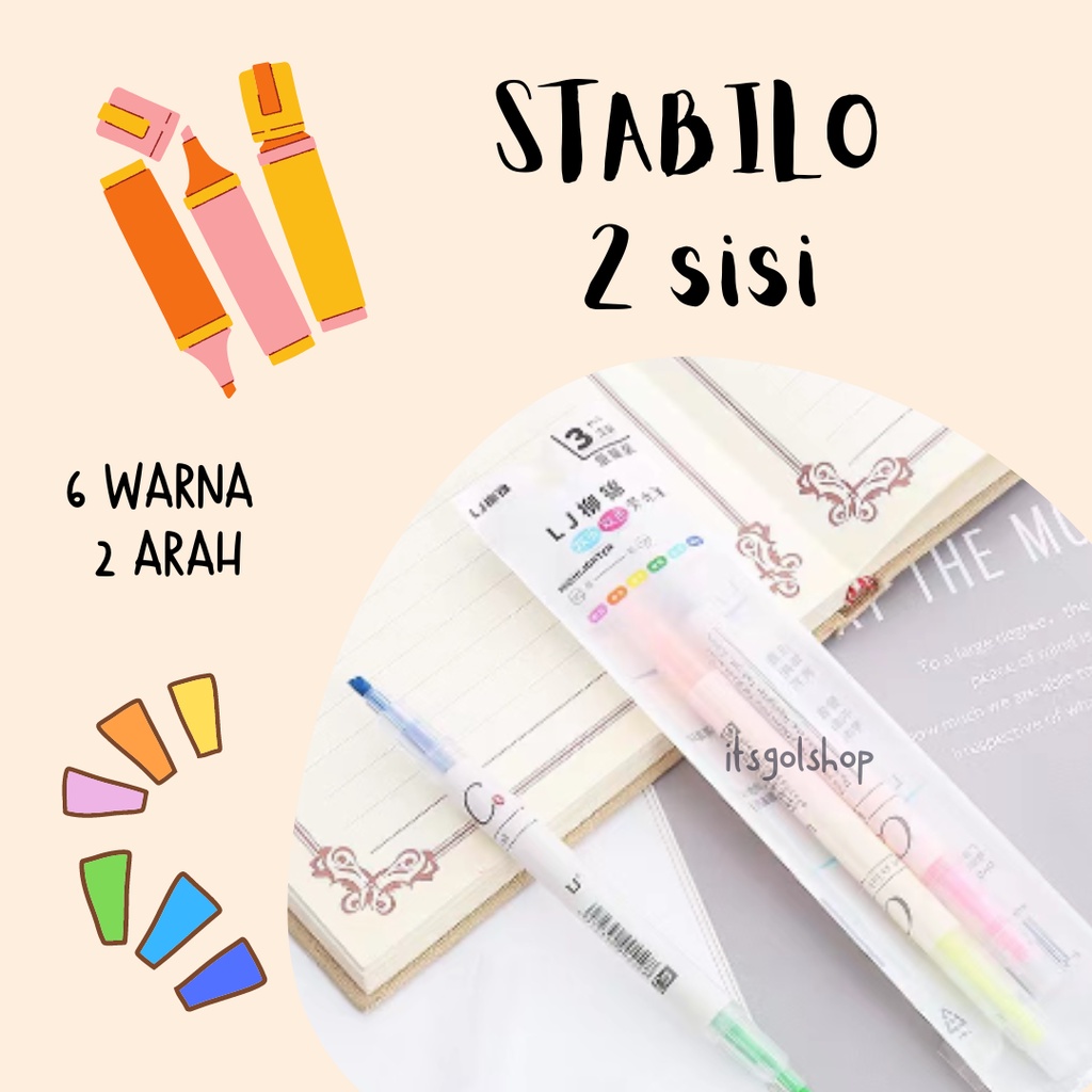 

STABILO 2 SISI / HIGHLIGHTER WARNA WARNI