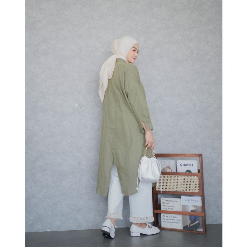 Dwyne Tunik - Kemeja Linen wanita - Tunik Linen