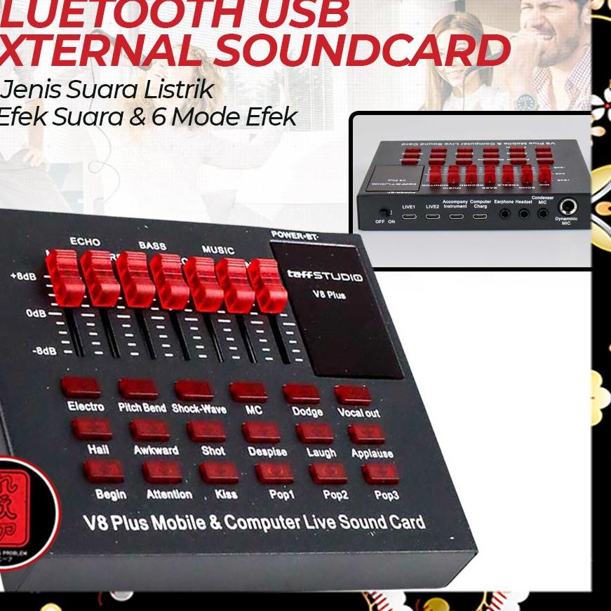 ✰ Soundcard V8 Plus Bluetooth Live Mixer Broadcast Audio USB External / soundcard v8 TaffSTUDIO orig