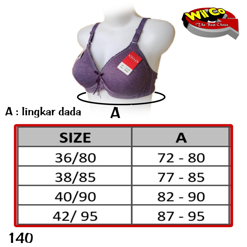 K140 - BRA/BH WANITA SOREX TANPA KAWAT BUSA TIPIS DUA PENGAIT SIZE 36 - 42 EXTRA COMFORT