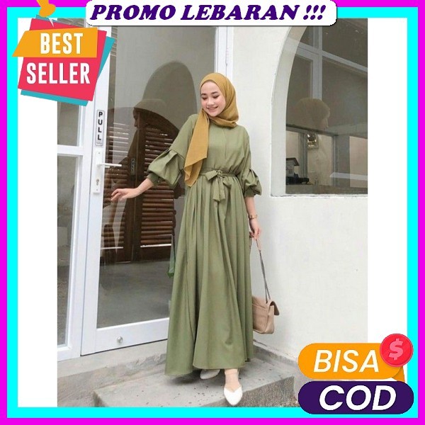 Cod - Innura Dress L Innara Maxy Gamis Muslim Wanita Terusan Ceruty Bordil Premium Ootd Gaun Lebaran