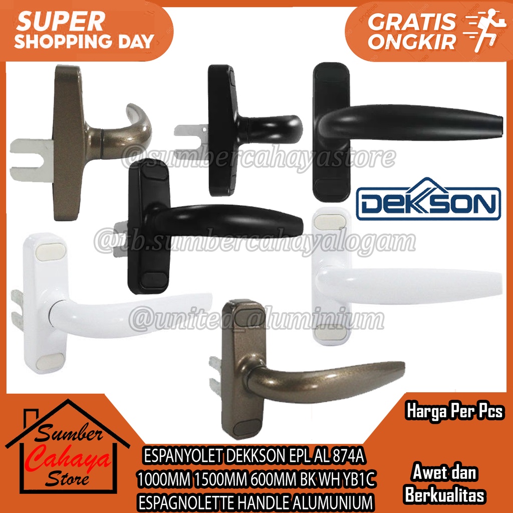 ESPANYOLET DEKKSON EPL AL 874A 1000MM 1500MM 600MM BK WH YB1C SET ESPAGNOLETTE HANDLE ALUMUNIUM GAGA