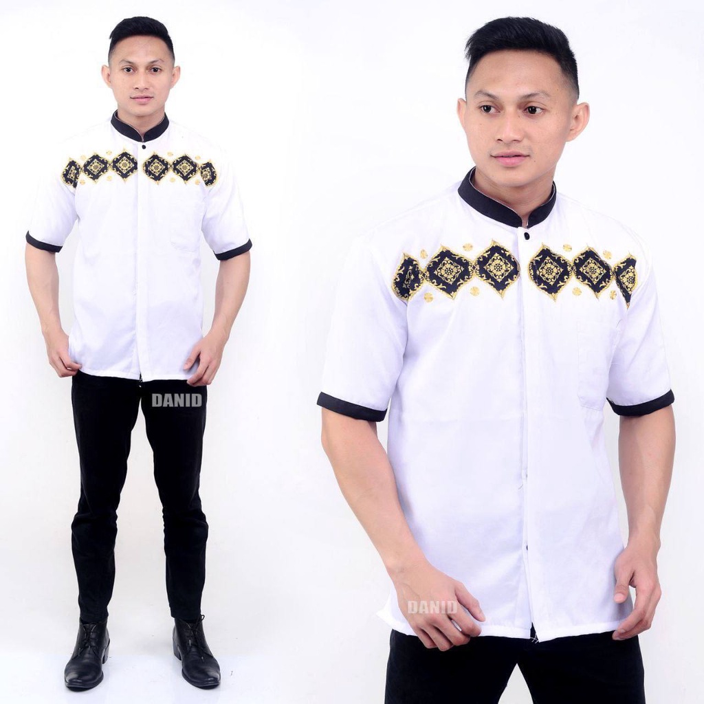 Baju koko atau muslim putih semi Hem keren murah/Baju Koko gus asmi terbaru/seragam hadroh