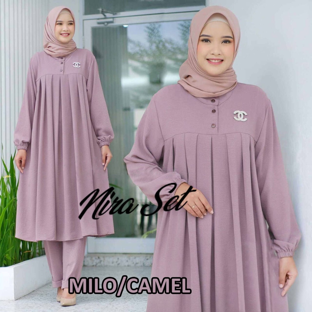 COD SETELAN NIRA BAHAN CRINKLE AIR FLOW LONG SET TUNIK JUMBO BAYAR DITEMPAT