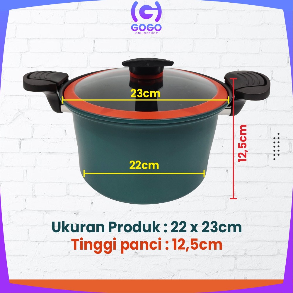 GOGO-C800 Panci Presto 3.5L Anti Lengket / Panci Teflon Totipotent Pot Pressure Cooker Serbaguna High Quality