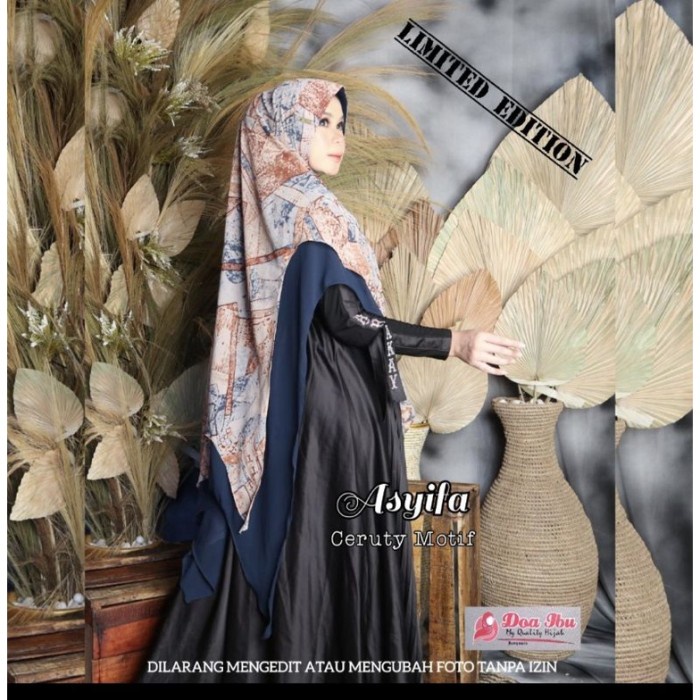 636 Jilbab Khimar Doa Ibu Ceruty 2 Layer Premium Motif Jumbo/Hijab Doi