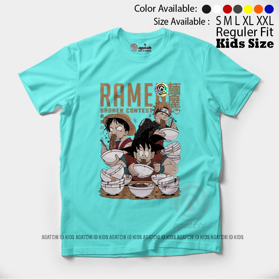 Baju Kaos Anak Laki - Laki Agatchi Motif Anime Son Goku, Naruto &amp; Luffy - Contest Ramen