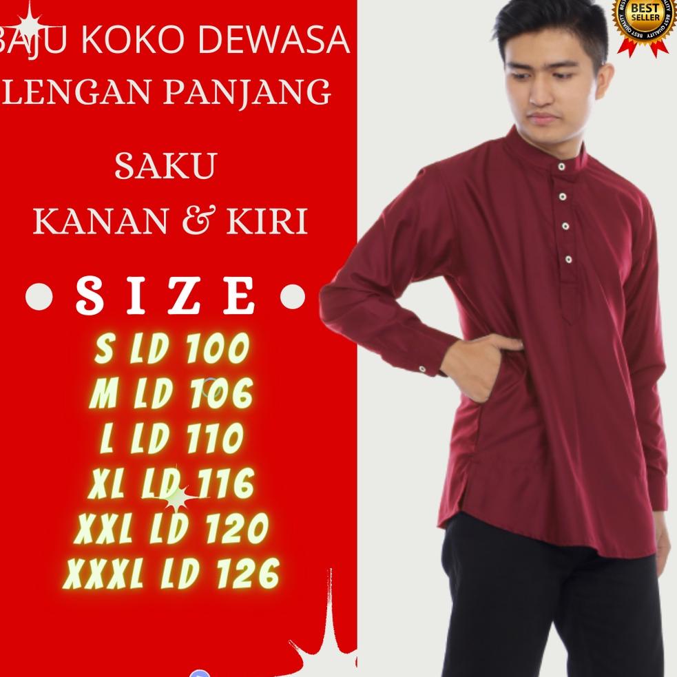 {OMN.13Fe23в} Baju Muslim Koko Kurta Pria / Cowok Dewasa Lengan Panjang Size XS-S-M-L-XL-XXL Jumbo A