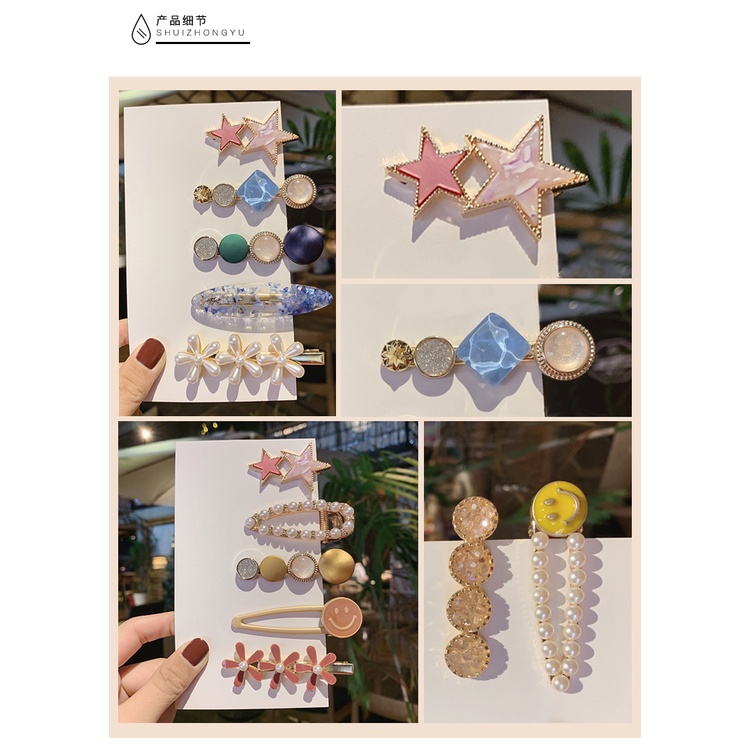 Jepit / Pin / Klip Model Korea Retro Unik Asthetic Jepitan Aksesoris Rambut Wanita Jepit Poni Elegan Manis Imut Model Mutiara Manik Monte Untuk Pesta Casual Korean Hairpin elegant bangs seaside clip word clip headdress female