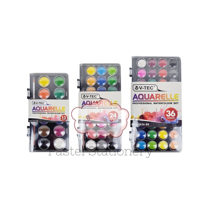 

V-Tec Aquarelle Watercolor Cake 12 24 36 Color - Cat Air VTec Warna