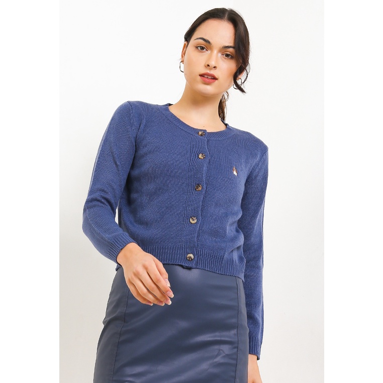 Cardigan Hush Puppies Original Khanza Knit Warna biru Switer Wedding Feminin 100% Ori Casual Katun K
