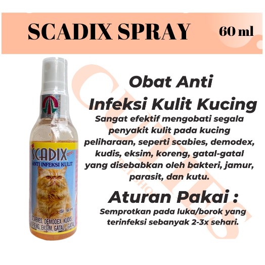 SCADIX SPRAY 60ml Obat Kulit Infeksi Gatal Kucing Cat Kitten 60 ml