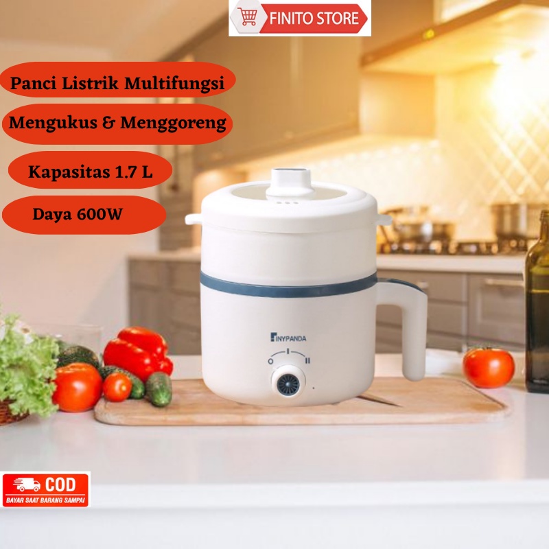 Panci Listrik Multifungsi Goreng dan Kukus 1.7L/ Elektrik Cooker 600W Anti Lengket Free Kukusan