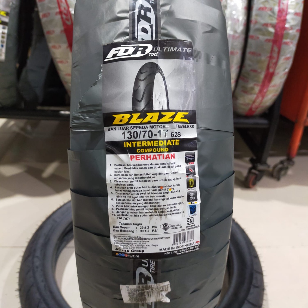 Ban FDR Ultimate Blaze 120/70 130/70 Ring 17 Tubeless Free Pentil
