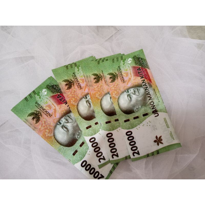 10 lembar uang mainan 20.000 emisi baru