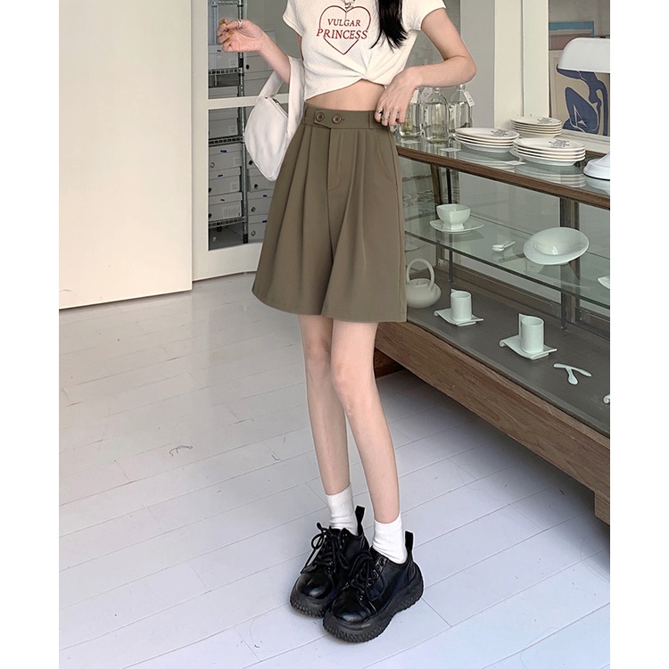 Celana Pendek Wanita Selutut Korean Style High Waist Shorts Santai