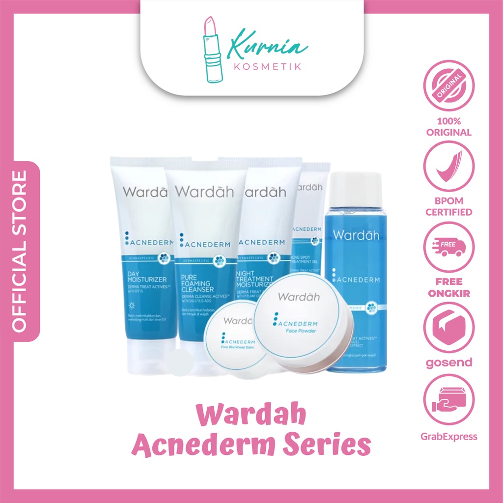WARDAH ACNEDERM SERIES ORIGINAL | Wardah Acnederm 1 Paket | Pelembab Wajah | Salep Jerawat | Acne Serum | Sabun wajah | Acne Toner | Acne day gel | Acne night gel