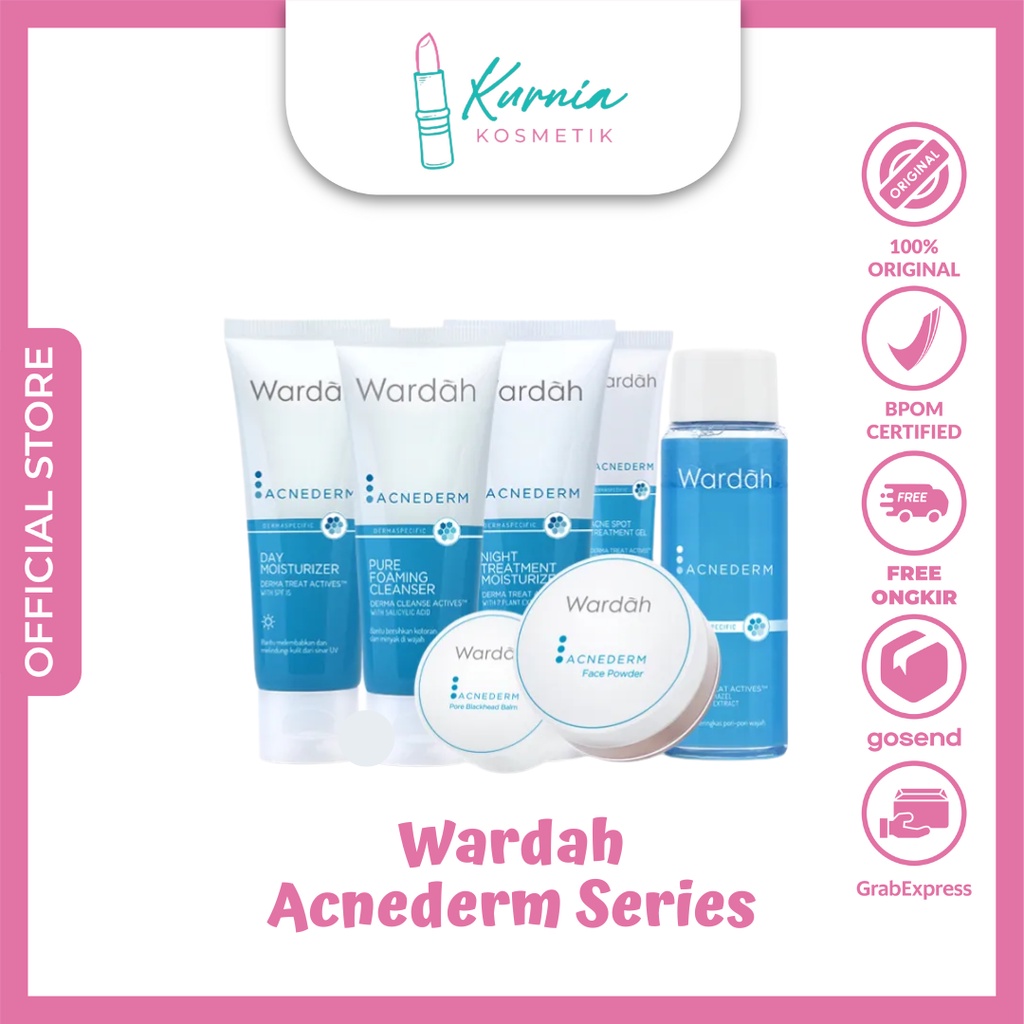 WARDAH ACNEDERM SERIES ORIGINAL | Wardah Acnederm 1 Paket | Pelembab Wajah | Salep Jerawat | Acne Se