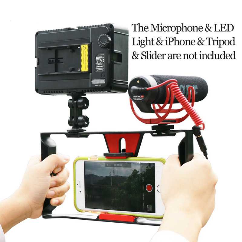 U Rig Pro Stabilizer Video Recording Handheld HP Holder Lampu LED Mic