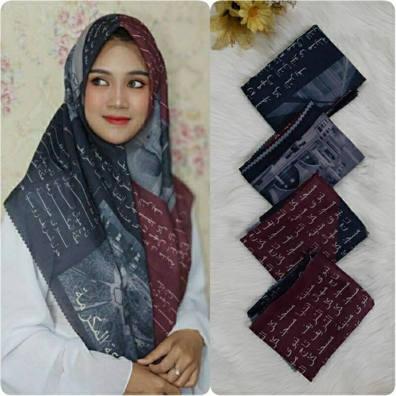 HIJAB MOTIF KORAN ARAB SANTRIWATI VOAL PREMIUM KOREAN FASHION
