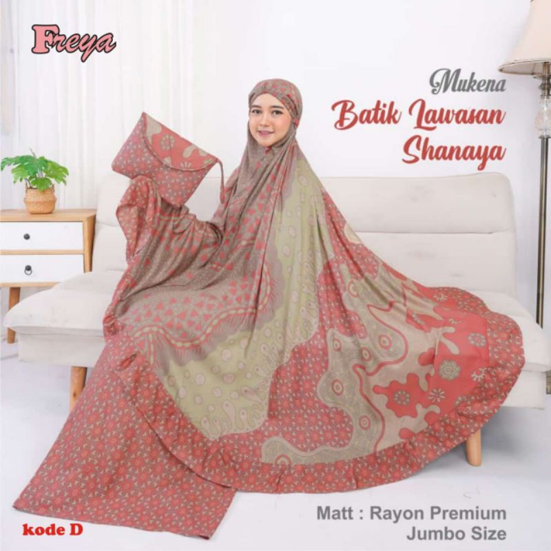 Mukena Mukenah Batik Cap Lawasan Shanaya Premium Solo Dewasa Traveling Size Super Jumbo Terbaru Moti