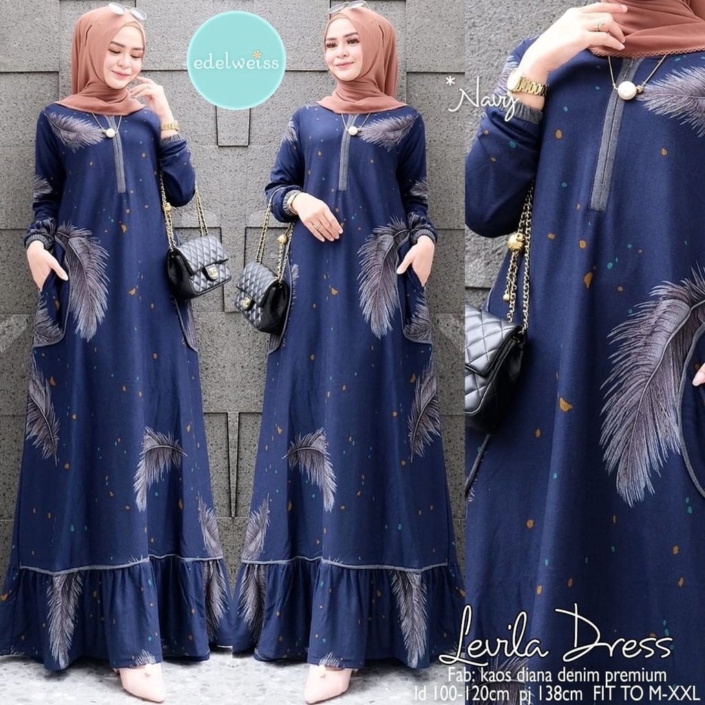 Levila Maxy dress jumbo ld 130cm gamis pengajian terbaru dress pesta kondangan seragaman gamis hitam