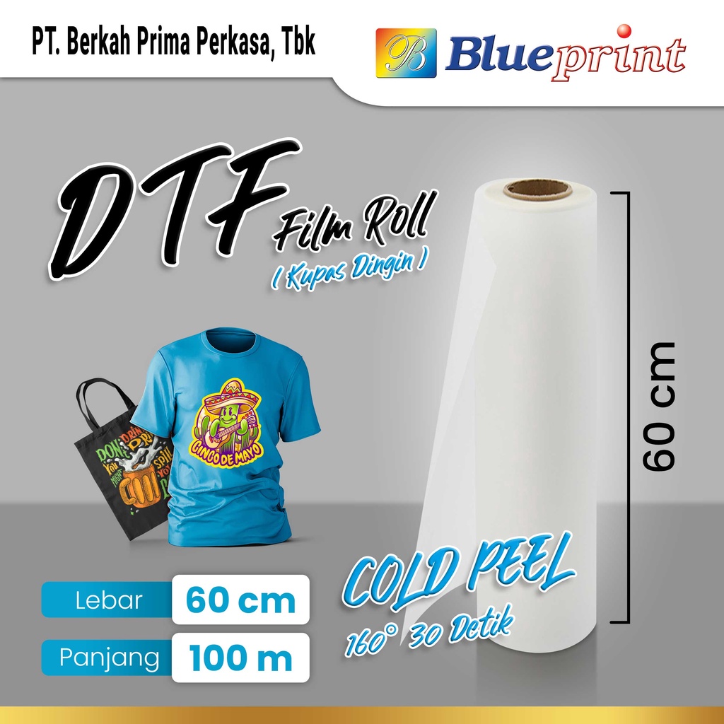 

Kertas DTF Film Roll 60 x 100 BLUEPRINT Transfer FILM DTF Cold Peel