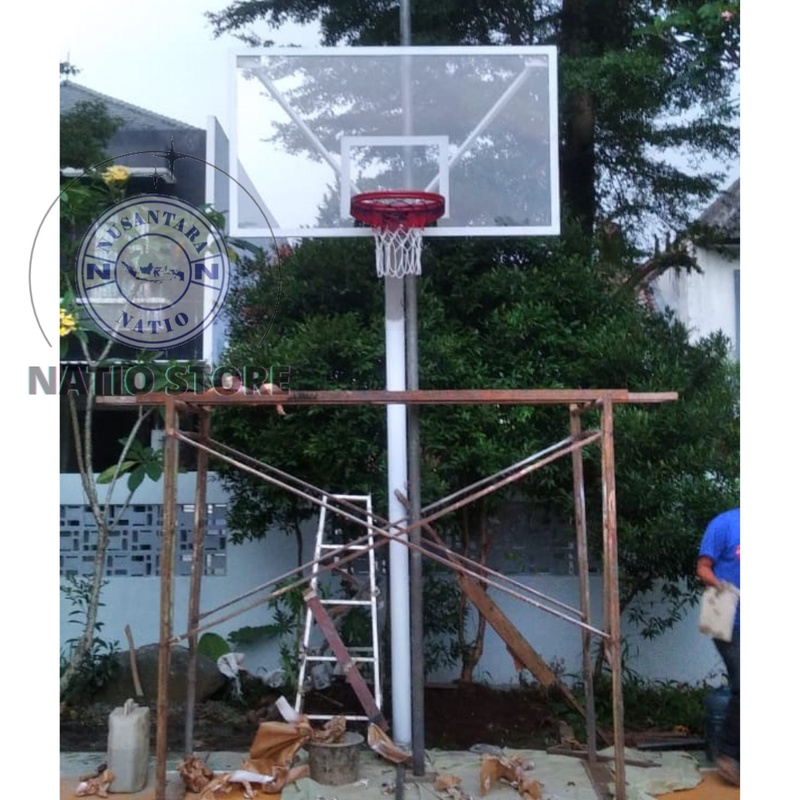 Tiang Basket Tanam 120 x 180 cm Ring Per 2 Akrilik 15 mm + Cakar Ayam